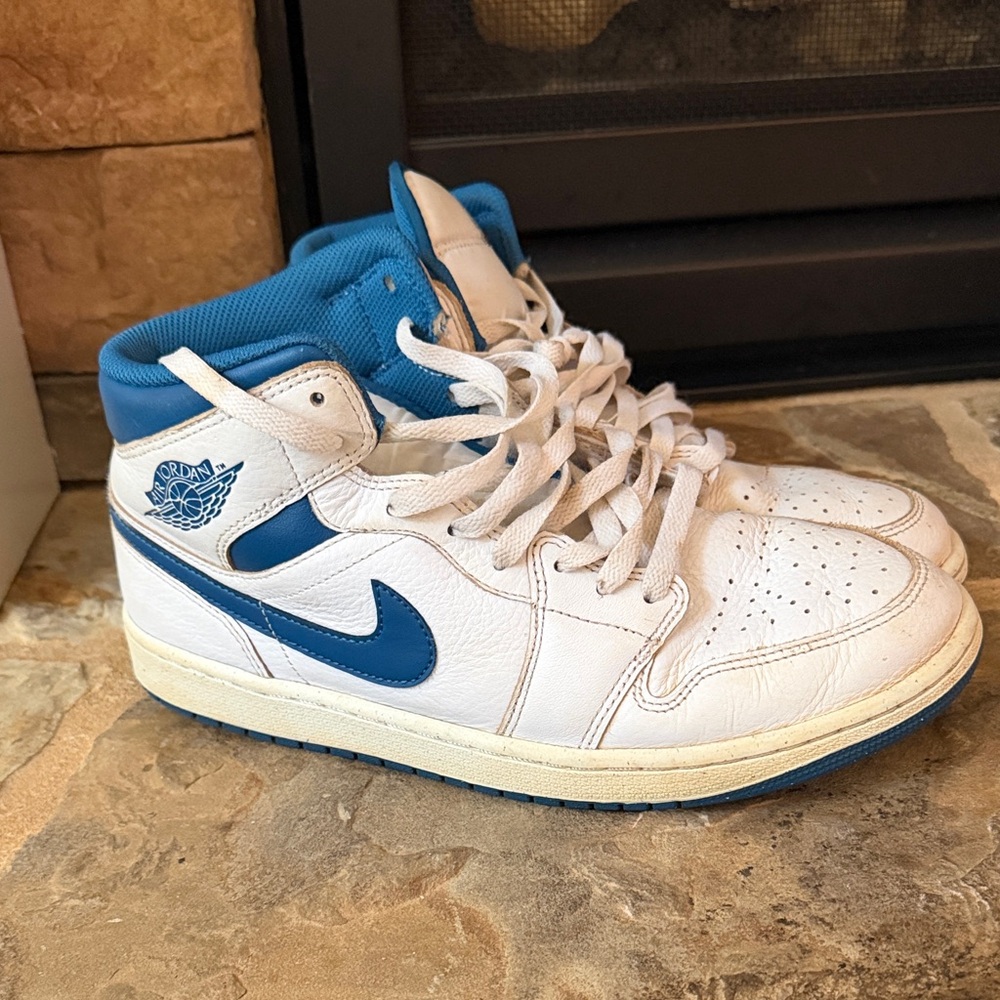 Jordan White & Blue High-Top Sneakers